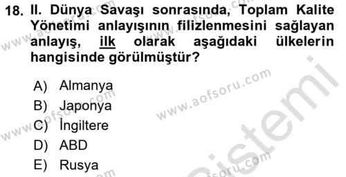 Yönetim Sistemleri ve Risk Yönetimi Dersi 2023 - 2024 Yılı (Vize) Ara Sınavı 18. Soru