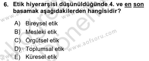 Yönetim Sistemleri ve Risk Yönetimi Dersi 2023 - 2024 Yılı (Vize) Ara Sınavı 6. Soru