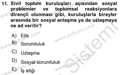 Yönetim Sistemleri ve Risk Yönetimi Dersi 2023 - 2024 Yılı (Final) Dönem Sonu Sınavı 11. Soru