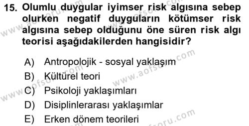 Yönetim Sistemleri ve Risk Yönetimi Dersi 2023 - 2024 Yılı (Final) Dönem Sonu Sınavı 15. Soru