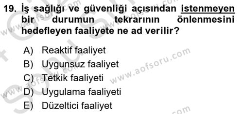 Yönetim Sistemleri ve Risk Yönetimi Dersi 2023 - 2024 Yılı (Final) Dönem Sonu Sınavı 19. Soru