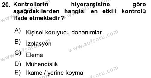 Yönetim Sistemleri ve Risk Yönetimi Dersi 2023 - 2024 Yılı (Final) Dönem Sonu Sınavı 20. Soru