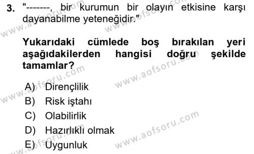 Yönetim Sistemleri ve Risk Yönetimi Dersi 2023 - 2024 Yılı (Final) Dönem Sonu Sınavı 3. Soru