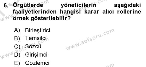 Yönetim Sistemleri ve Risk Yönetimi Dersi 2023 - 2024 Yılı (Final) Dönem Sonu Sınavı 6. Soru