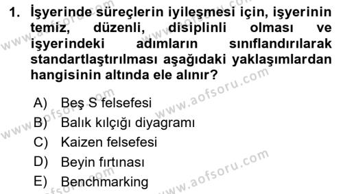 Yönetim Sistemleri ve Risk Yönetimi Dersi 2023 - 2024 Yılı Yaz Okulu Sınavı 1. Soru