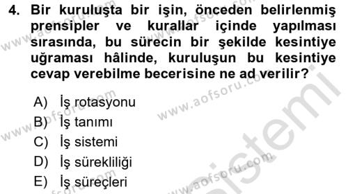 Yönetim Sistemleri ve Risk Yönetimi Dersi 2023 - 2024 Yılı Yaz Okulu Sınavı 4. Soru