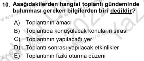 Çalışma Hayatında Bilgi ve Belge Yönetimi Dersi 2022 - 2023 Yılı Yaz Okulu Sınavı 10. Soru