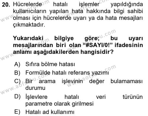 Çalışma Hayatında Bilgi ve Belge Yönetimi Dersi 2022 - 2023 Yılı Yaz Okulu Sınavı 20. Soru