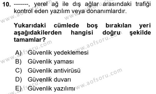 Çalışma Hayatında Bilgi ve Belge Yönetimi Dersi 2023 - 2024 Yılı (Vize) Ara Sınavı 10. Soru