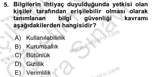 Çalışma Hayatında Bilgi ve Belge Yönetimi Dersi 2023 - 2024 Yılı (Vize) Ara Sınavı 5. Soru