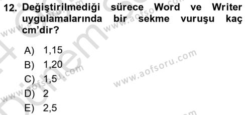 Çalışma Hayatında Bilgi ve Belge Yönetimi Dersi 2023 - 2024 Yılı (Final) Dönem Sonu Sınavı 12. Soru