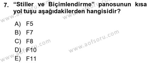 Çalışma Hayatında Bilgi ve Belge Yönetimi Dersi 2023 - 2024 Yılı (Final) Dönem Sonu Sınavı 7. Soru