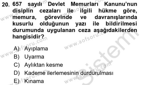 İş Sağlığı ve Güvenliği Mevzuatı Dersi 2021 - 2022 Yılı (Vize) Ara Sınavı 20. Soru