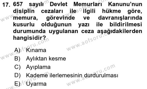 İş Sağlığı ve Güvenliği Mevzuatı Dersi 2022 - 2023 Yılı (Vize) Ara Sınavı 17. Soru