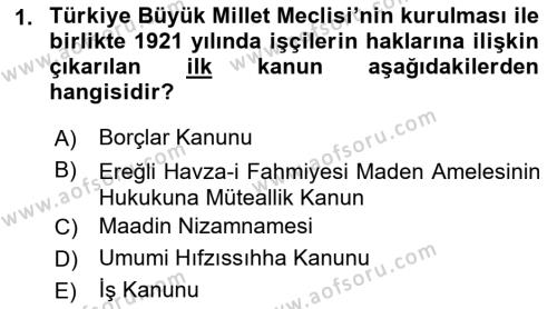 İş Sağlığı ve Güvenliği Mevzuatı Dersi 2022 - 2023 Yılı (Final) Dönem Sonu Sınavı 1. Soru