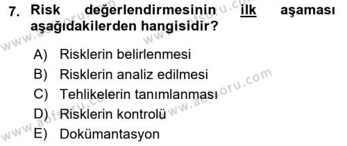 İş Sağlığı ve Güvenliği Mevzuatı Dersi 2022 - 2023 Yılı (Final) Dönem Sonu Sınavı 7. Soru