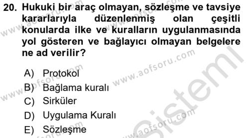 İş Sağlığı ve Güvenliği Mevzuatı Dersi 2022 - 2023 Yılı Yaz Okulu Sınavı 20. Soru