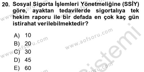 İş Sağlığı ve Güvenliği Mevzuatı Dersi 2023 - 2024 Yılı (Final) Dönem Sonu Sınavı 20. Soru