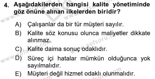 Çevre Sağlığı ve Güvenliği Dersi 2021 - 2022 Yılı (Final) Dönem Sonu Sınavı 4. Soru