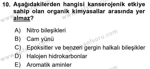 Çevre Sağlığı ve Güvenliği Dersi 2022 - 2023 Yılı Yaz Okulu Sınavı 10. Soru