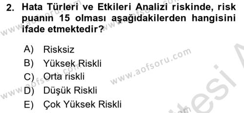 Çevre Sağlığı ve Güvenliği Dersi 2022 - 2023 Yılı Yaz Okulu Sınavı 2. Soru