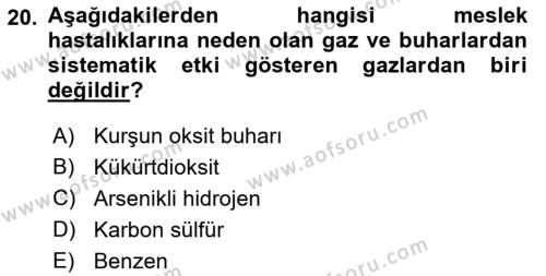 Çevre Sağlığı ve Güvenliği Dersi 2022 - 2023 Yılı Yaz Okulu Sınavı 20. Soru