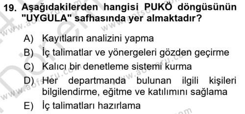 Çevre Sağlığı ve Güvenliği Dersi 2023 - 2024 Yılı (Final) Dönem Sonu Sınavı 19. Soru