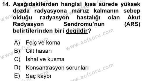 Afet ve Acil Durumlarda İş Sağlığı ve Güvenliği Dersi 2023 - 2024 Yılı (Vize) Ara Sınavı 14. Soru