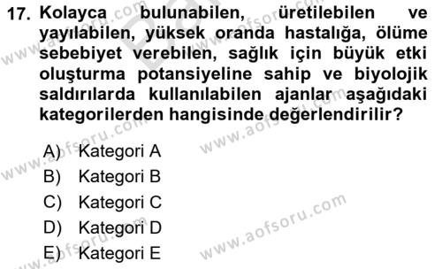 Afet ve Acil Durumlarda İş Sağlığı ve Güvenliği Dersi 2023 - 2024 Yılı (Final) Dönem Sonu Sınavı 17. Soru