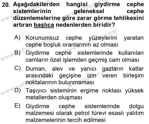 Temel Yangın Güvenliği Dersi 2021 - 2022 Yılı (Vize) Ara Sınavı 20. Soru