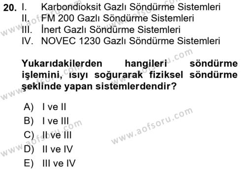 Temel Yangın Güvenliği Dersi 2021 - 2022 Yılı (Final) Dönem Sonu Sınavı 20. Soru