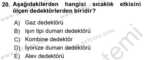 Temel Yangın Güvenliği Dersi 2021 - 2022 Yılı Yaz Okulu Sınavı 20. Soru