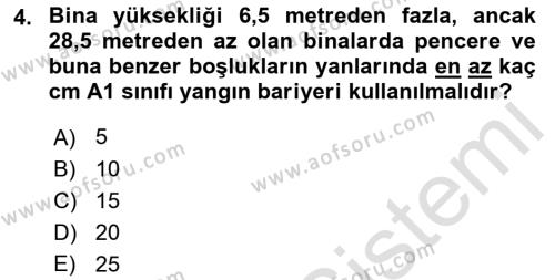 Temel Yangın Güvenliği Dersi 2022 - 2023 Yılı Yaz Okulu Sınavı 4. Soru