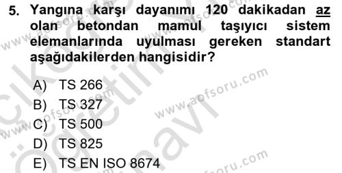 Temel Yangın Güvenliği Dersi 2022 - 2023 Yılı Yaz Okulu Sınavı 5. Soru