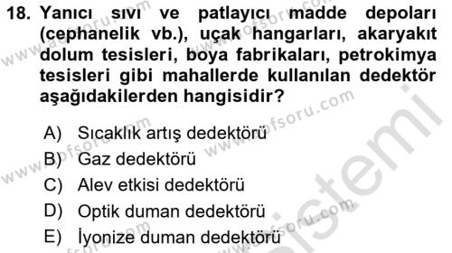 Temel Yangın Güvenliği Dersi 2023 - 2024 Yılı (Final) Dönem Sonu Sınavı 18. Soru