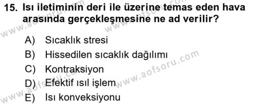 İş Hijyeni ve Ergonomi Dersi 2020 - 2021 Yılı Yaz Okulu Sınavı 15. Soru