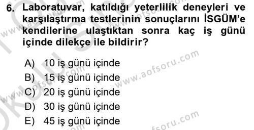 İş Hijyeni ve Ergonomi Dersi 2020 - 2021 Yılı Yaz Okulu Sınavı 6. Soru