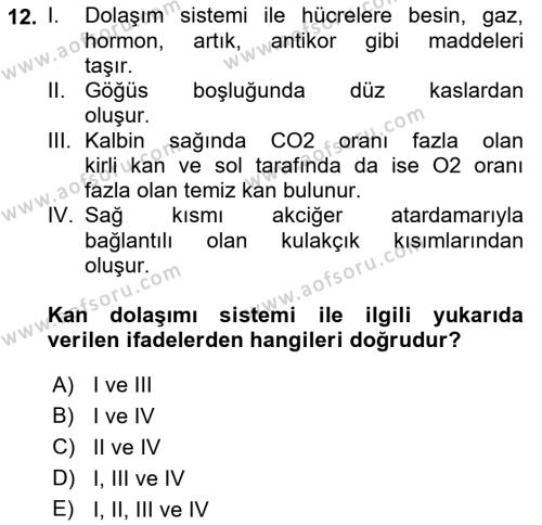 İş Hijyeni ve Ergonomi Dersi 2021 - 2022 Yılı (Final) Dönem Sonu Sınavı 12. Soru