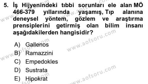 İş Hijyeni ve Ergonomi Dersi 2022 - 2023 Yılı (Vize) Ara Sınavı 5. Soru