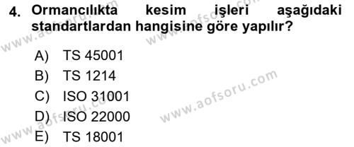 Sektörel İş Sağlığı ve Güvenliği Dersi 2020 - 2021 Yılı Yaz Okulu Sınavı 4. Soru