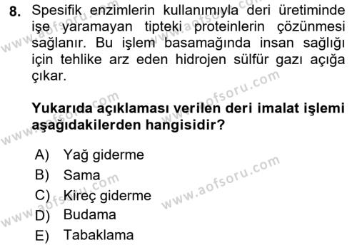 Sektörel İş Sağlığı ve Güvenliği Dersi 2021 - 2022 Yılı (Vize) Ara Sınavı 8. Soru