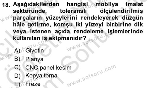 Sektörel İş Sağlığı ve Güvenliği Dersi 2021 - 2022 Yılı (Final) Dönem Sonu Sınavı 18. Soru