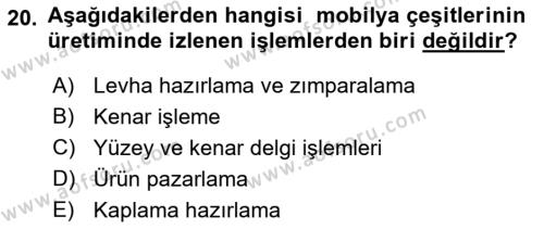 Sektörel İş Sağlığı ve Güvenliği Dersi 2021 - 2022 Yılı (Final) Dönem Sonu Sınavı 20. Soru