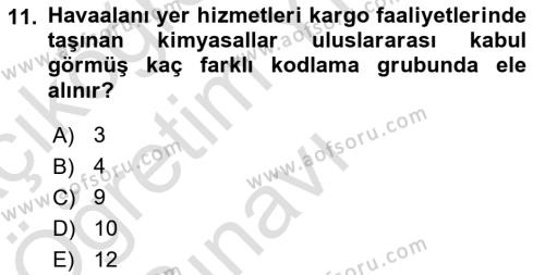 Sektörel İş Sağlığı ve Güvenliği Dersi 2021 - 2022 Yılı Yaz Okulu Sınavı 11. Soru