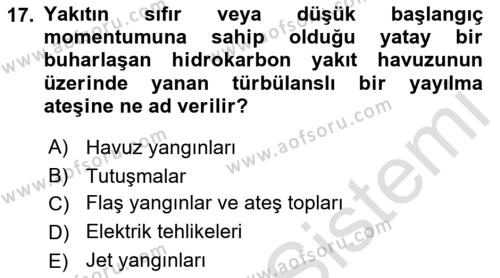 Sektörel İş Sağlığı ve Güvenliği Dersi 2021 - 2022 Yılı Yaz Okulu Sınavı 17. Soru