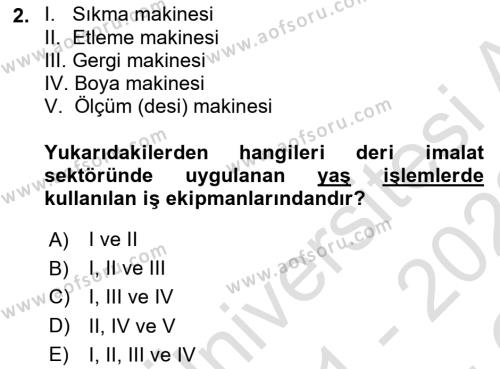 Sektörel İş Sağlığı ve Güvenliği Dersi 2021 - 2022 Yılı Yaz Okulu Sınavı 2. Soru