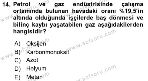 Sektörel İş Sağlığı ve Güvenliği Dersi 2022 - 2023 Yılı Yaz Okulu Sınavı 14. Soru