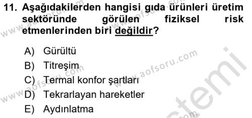 Sektörel İş Sağlığı ve Güvenliği Dersi 2023 - 2024 Yılı (Vize) Ara Sınavı 11. Soru