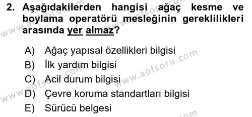 Sektörel İş Sağlığı ve Güvenliği Dersi 2023 - 2024 Yılı (Vize) Ara Sınavı 2. Soru