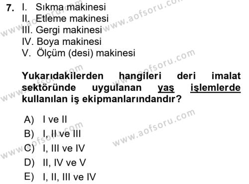 Sektörel İş Sağlığı ve Güvenliği Dersi 2023 - 2024 Yılı (Vize) Ara Sınavı 7. Soru